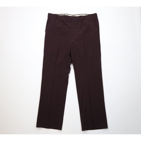 Vintage 70s Streetwear Mens 40x32 Rayon Gabardine Wide Leg Chino Pants Purple